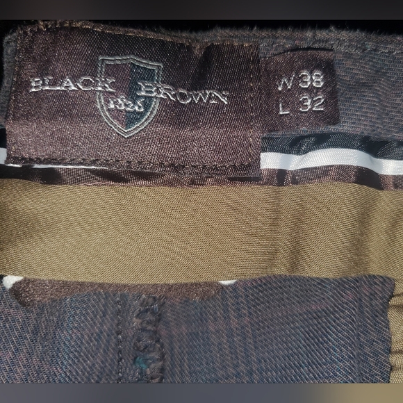 Mens Black Brown 1826 Chino Tailored Fit 38x32 Plaid Pattern w/pockets Slacks - Picture 5 of 9